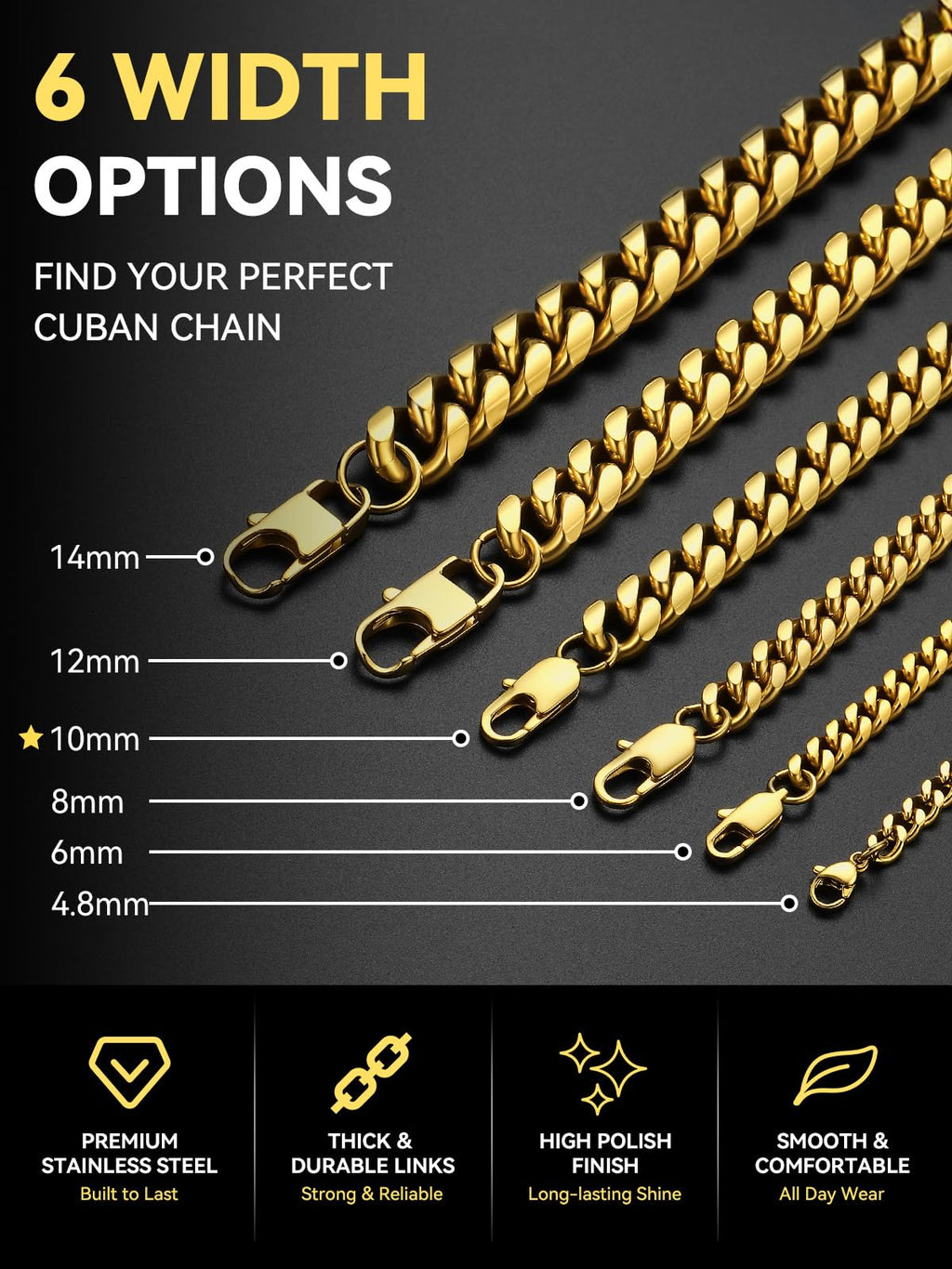 Stainless Steel Cuban Link Chain Necklace K24535