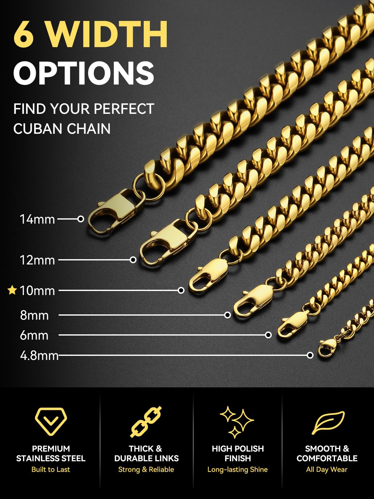 Stainless Steel Cuban Link Chain Necklace K24535