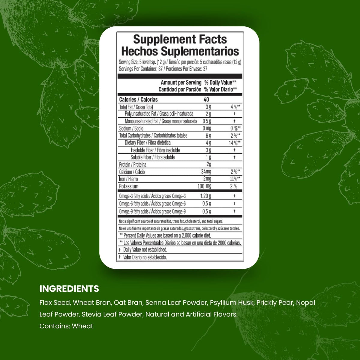 Fiber Powder 1 Lb Flax Seed Psyllium Husk Oat Wheat Bran I4619