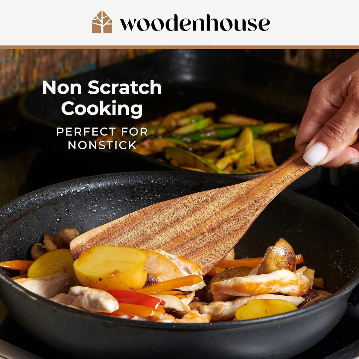 10 Pcs Non Toxic Teak Wooden Kitchen Utensils Set P51075