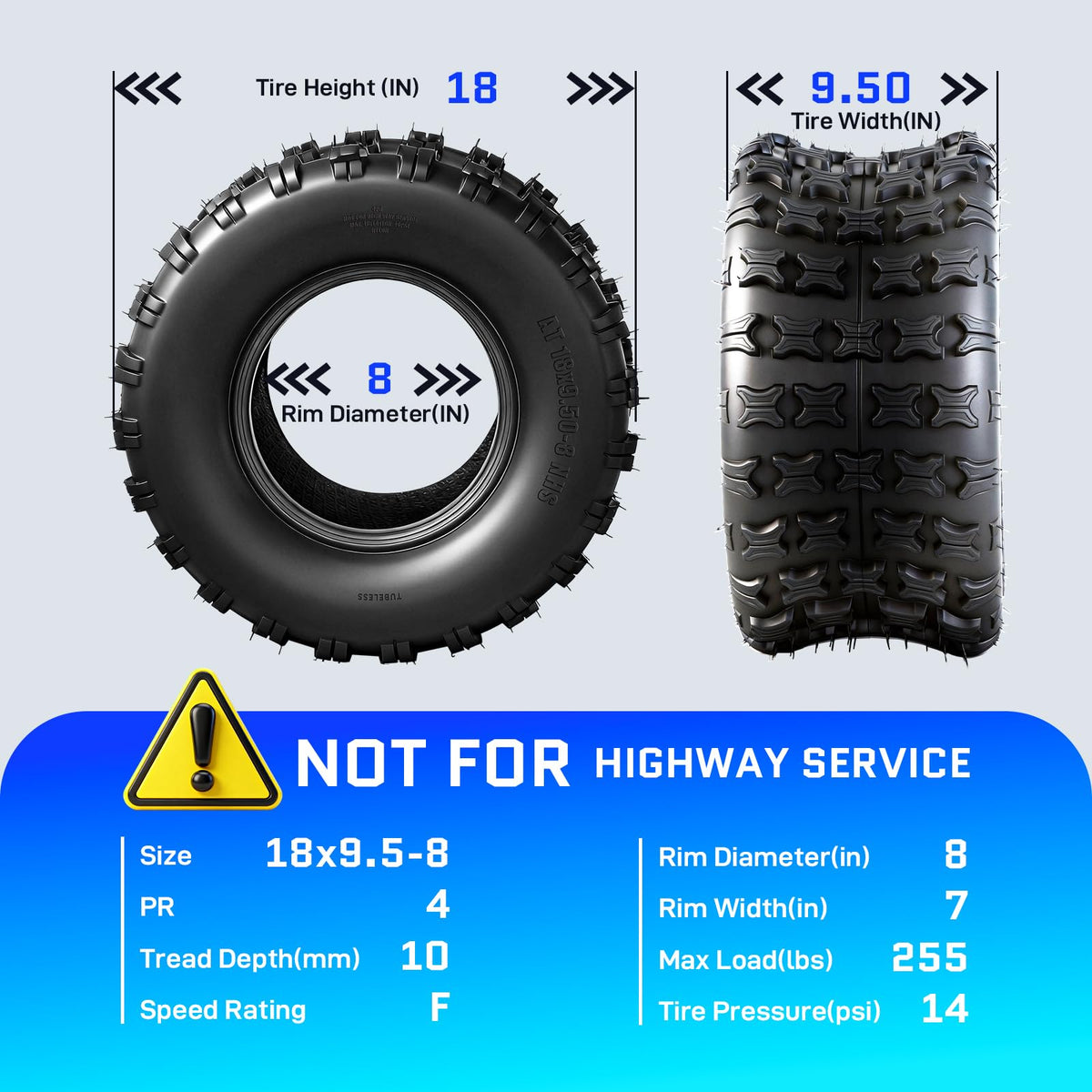 18x9.5-8 All-Terrain ATV/UTV Tires Set of 2 F92350