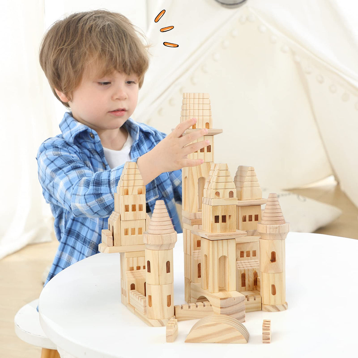 75 Pieces Wooden Castle Building Blocks B381