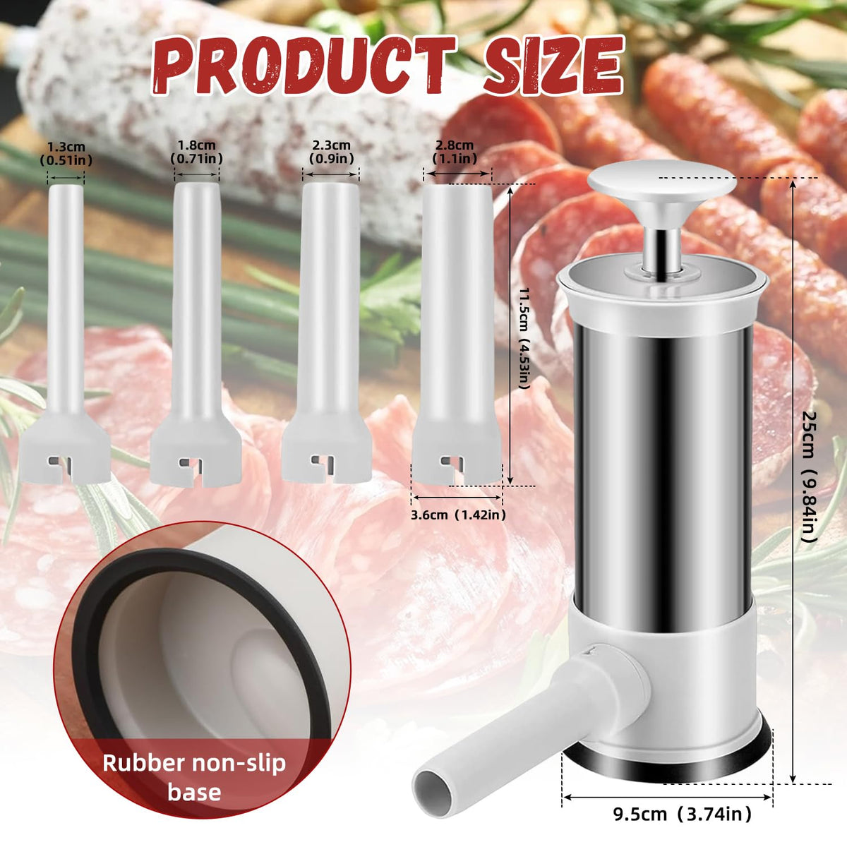 2.2lb Stainless Steel Sausage Stuffer with 4 Stuffing Tubes N88318