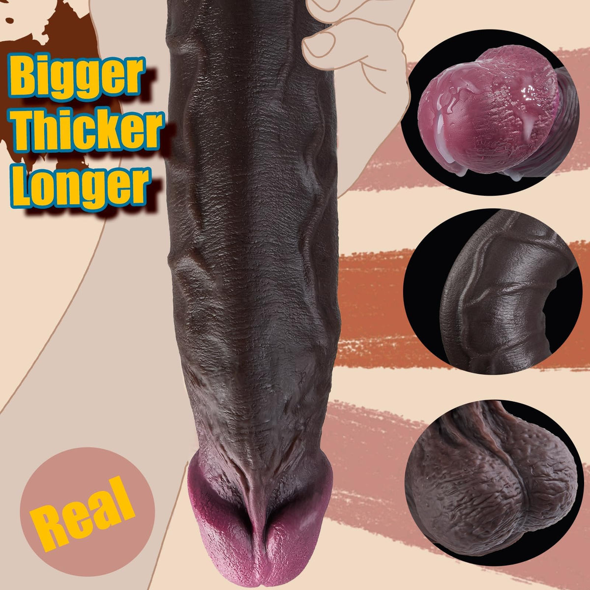12" Thick Black Dildo J8621