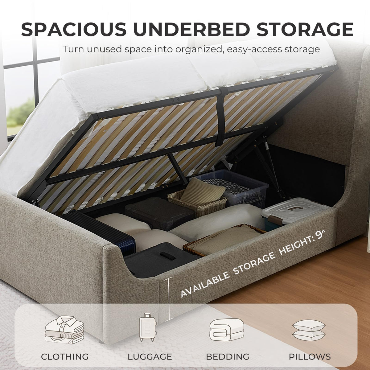Full Size Lift Up Storage Bed Frame G62087