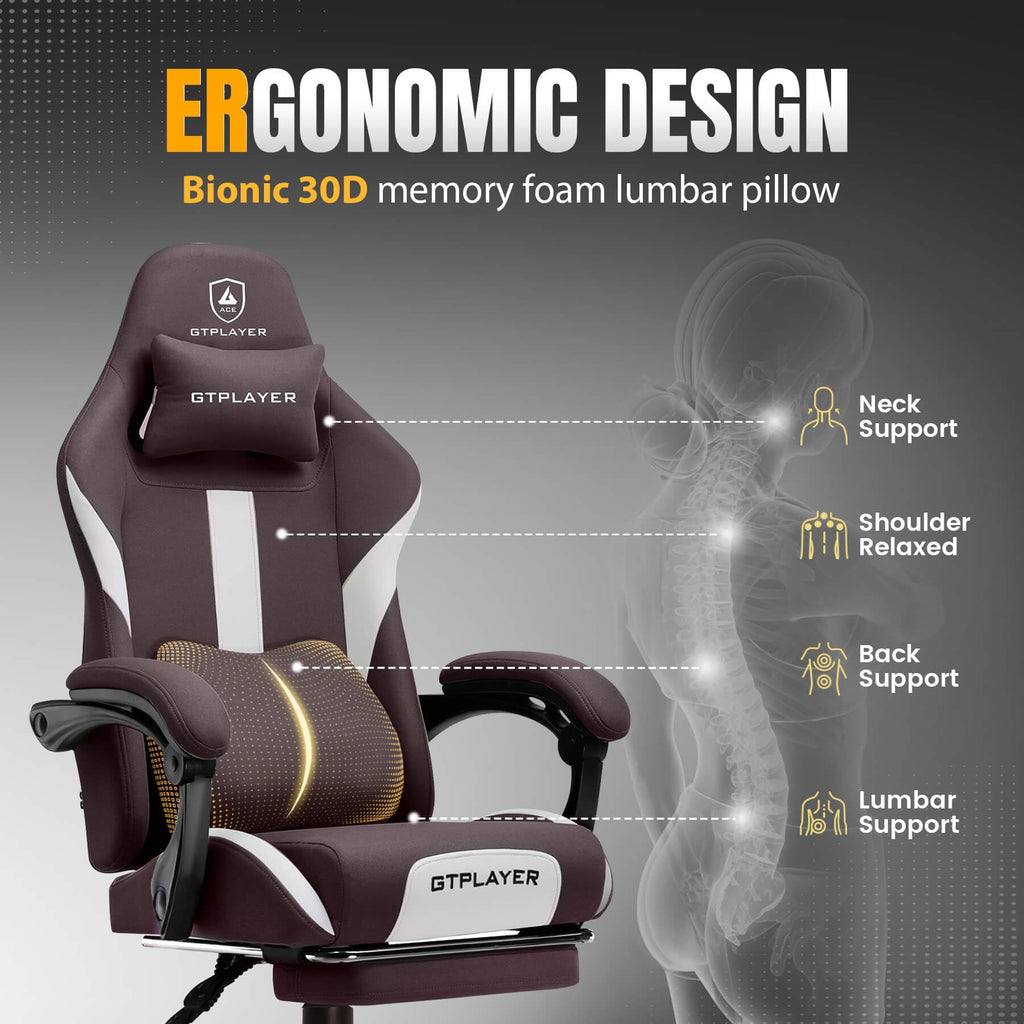 Brown Ergonomic Gaming Chair with Foot Rest R6941