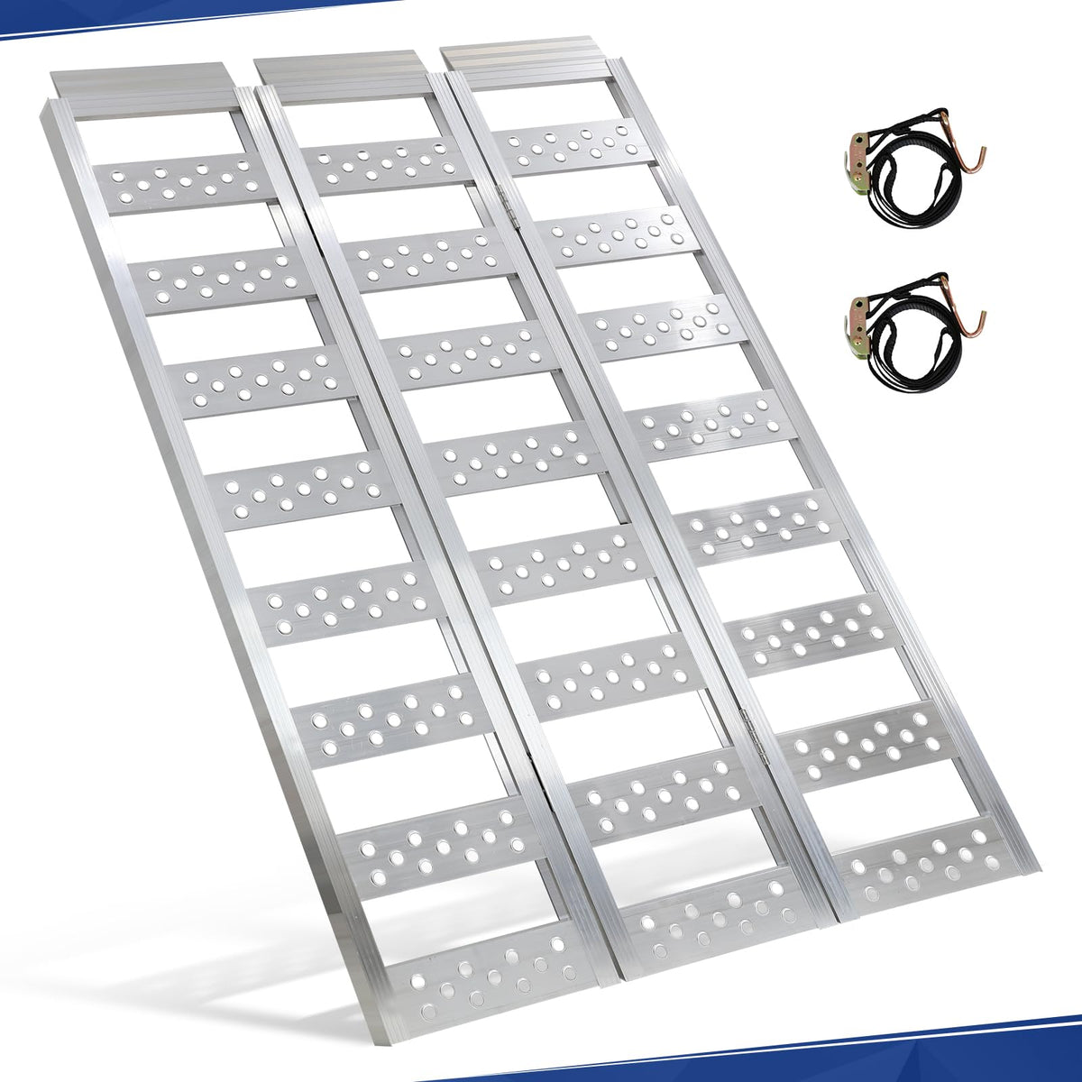 Full Width Aluminum Tri-Fold Loading Ramps with Treads Z84820