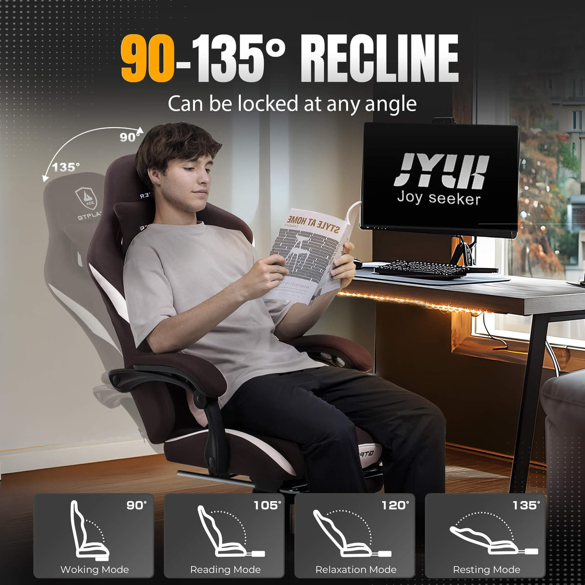 Brown Ergonomic Gaming Chair with Foot Rest R6941
