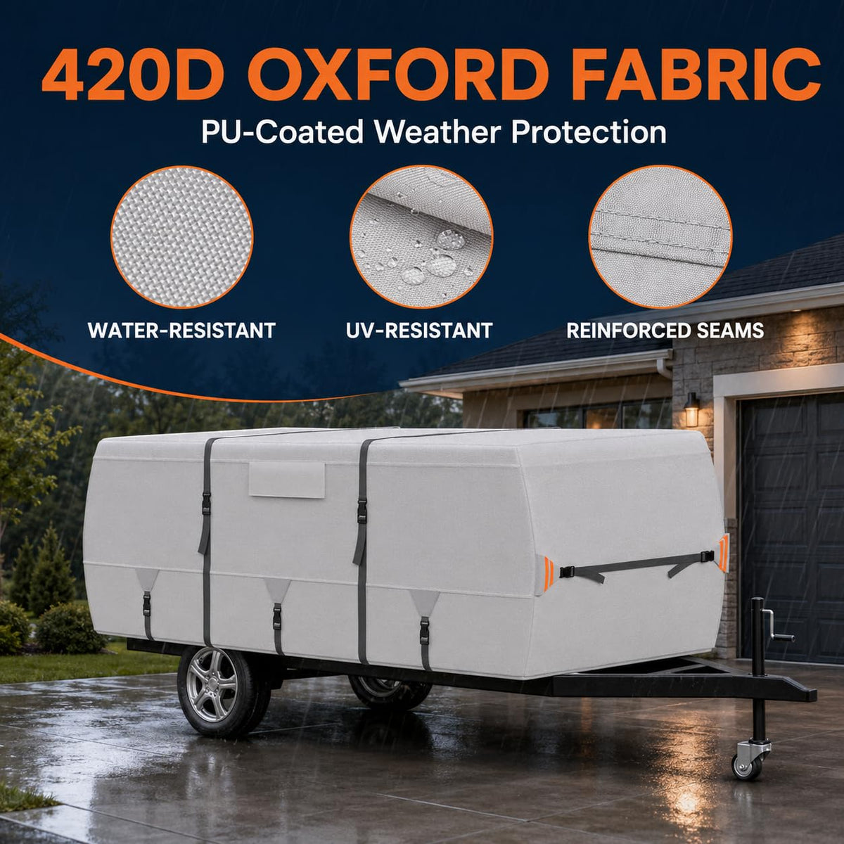 Water-Resistant Pop Up Camper Cover with Straps E7968