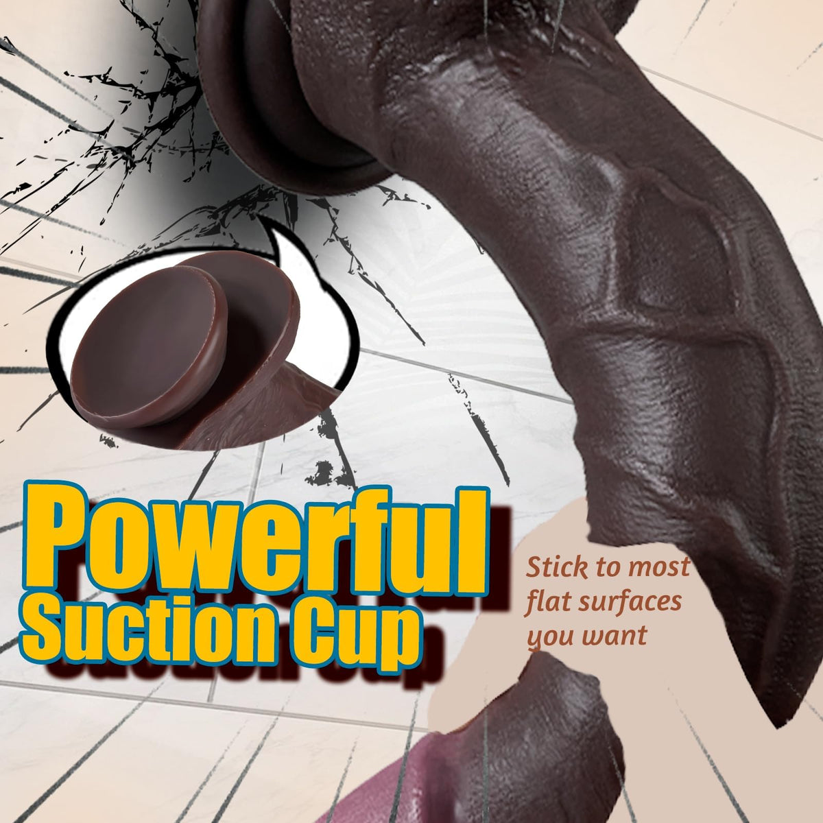 12" Thick Black Dildo J8621