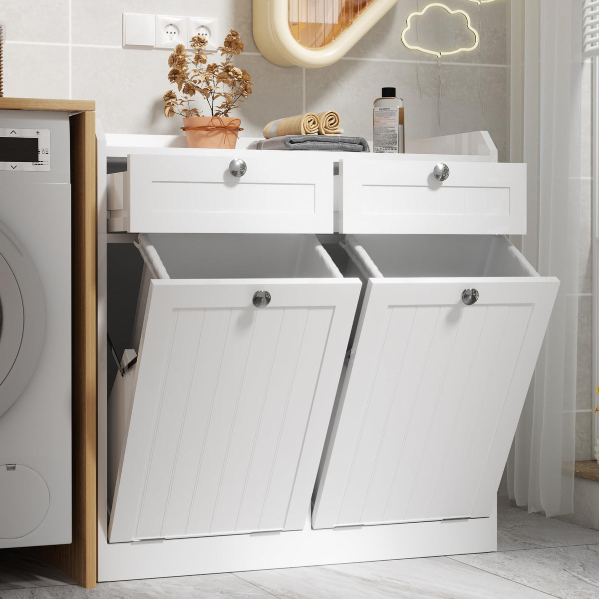 8 Gallon Double Tilt Out Trash Can Cabinet L828