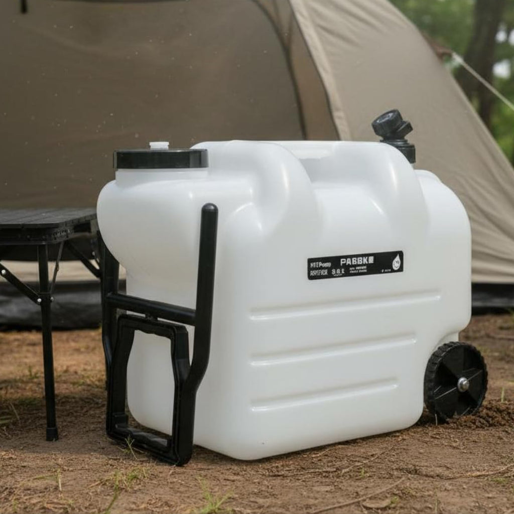 Black Portable Water Tank with Faucet and Wheels Q331