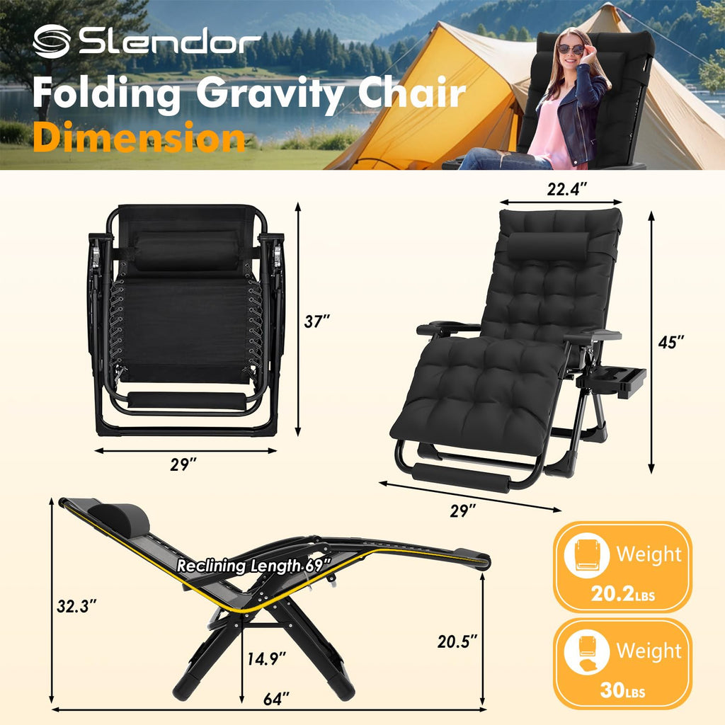 Oversized Zero Gravity Chair XL Black C696