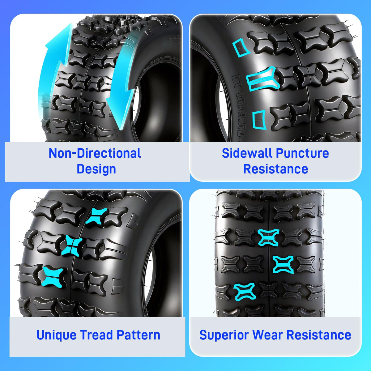 18x9.5-8 All-Terrain ATV/UTV Tires Set of 2 F92350