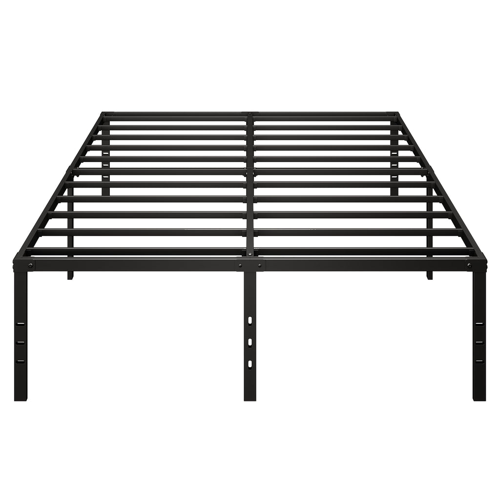 Queen Size Platform Bed Frame Steel Slat Support Black R2649