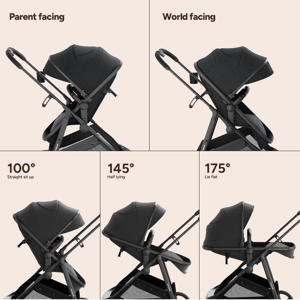 2-in-1 Bassinet Stroller Reversible Seat Black G1885