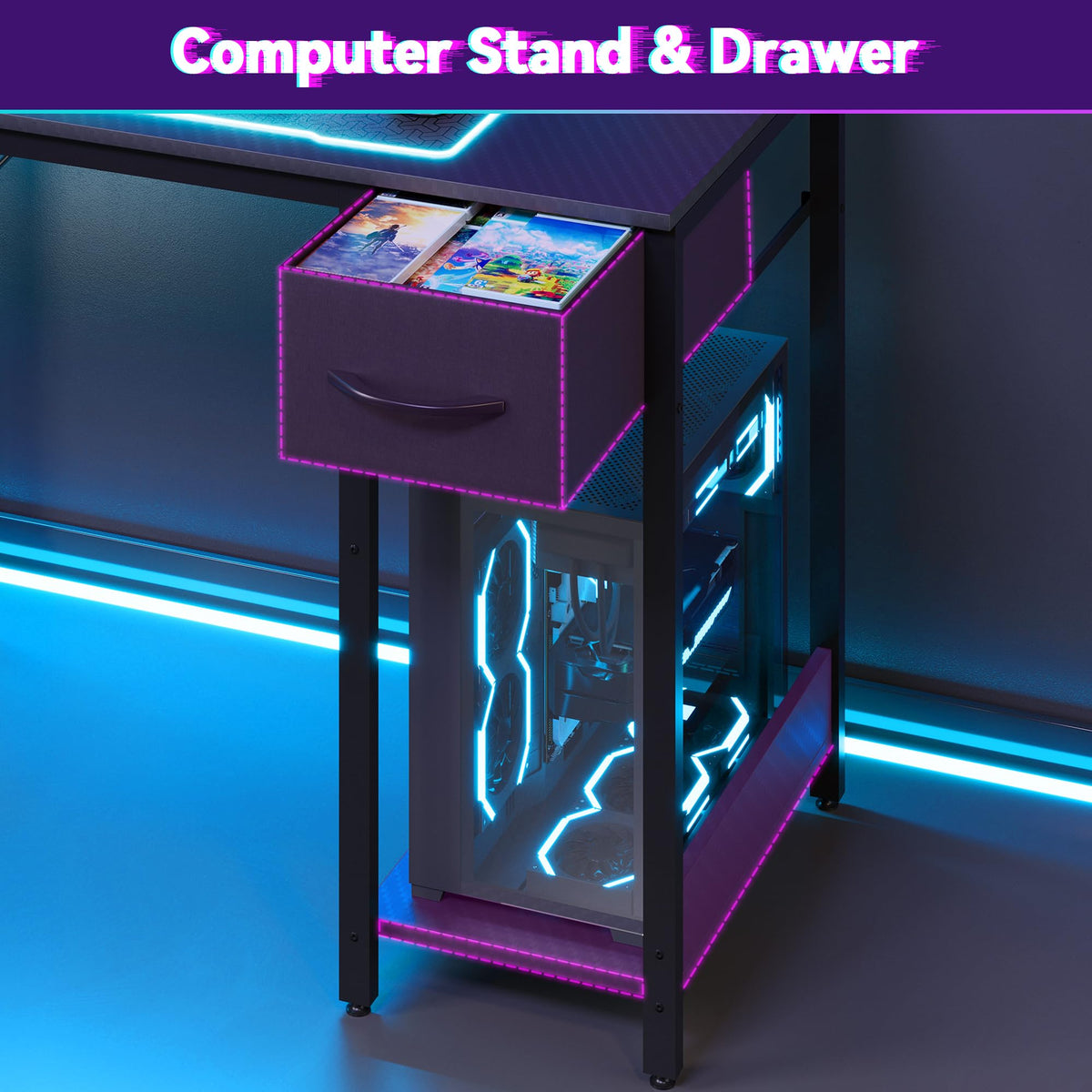 L Shaped Gaming Desk with Hutch I986551