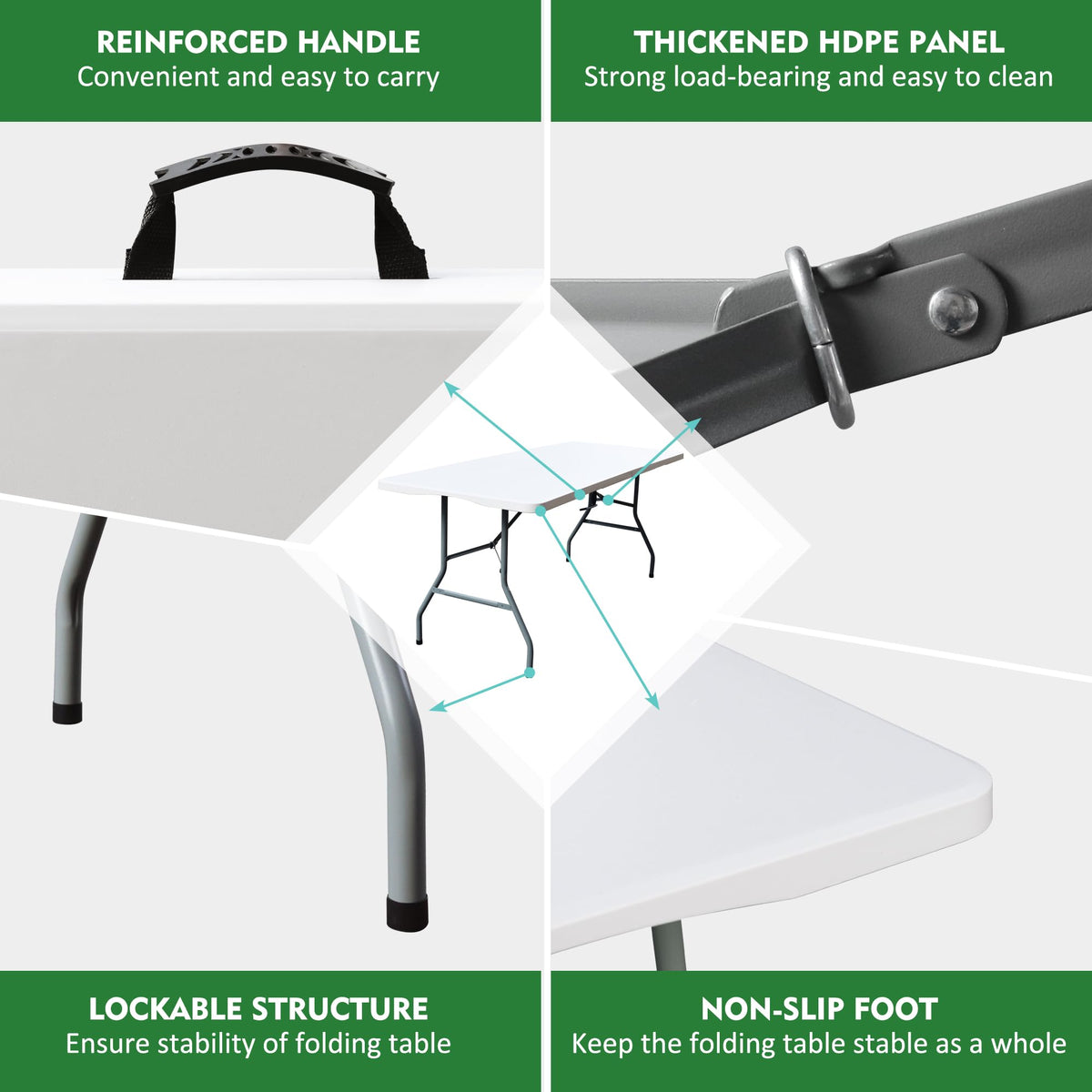 White 6FT Foldable Plastic Table V2254