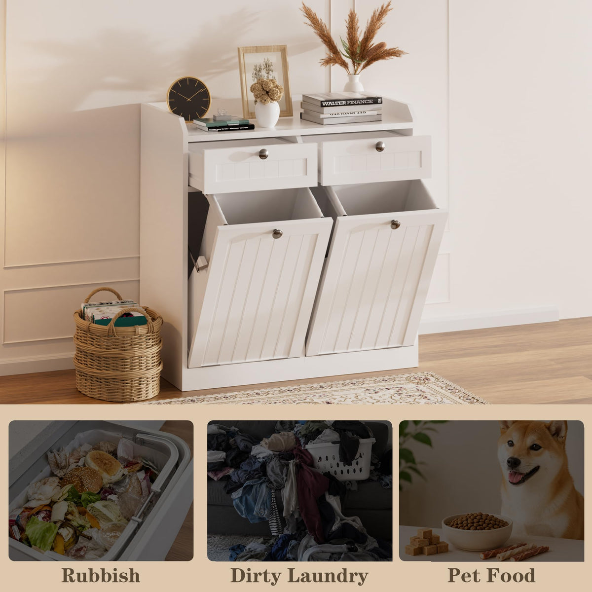 8 Gallon Double Tilt Out Trash Can Cabinet L828