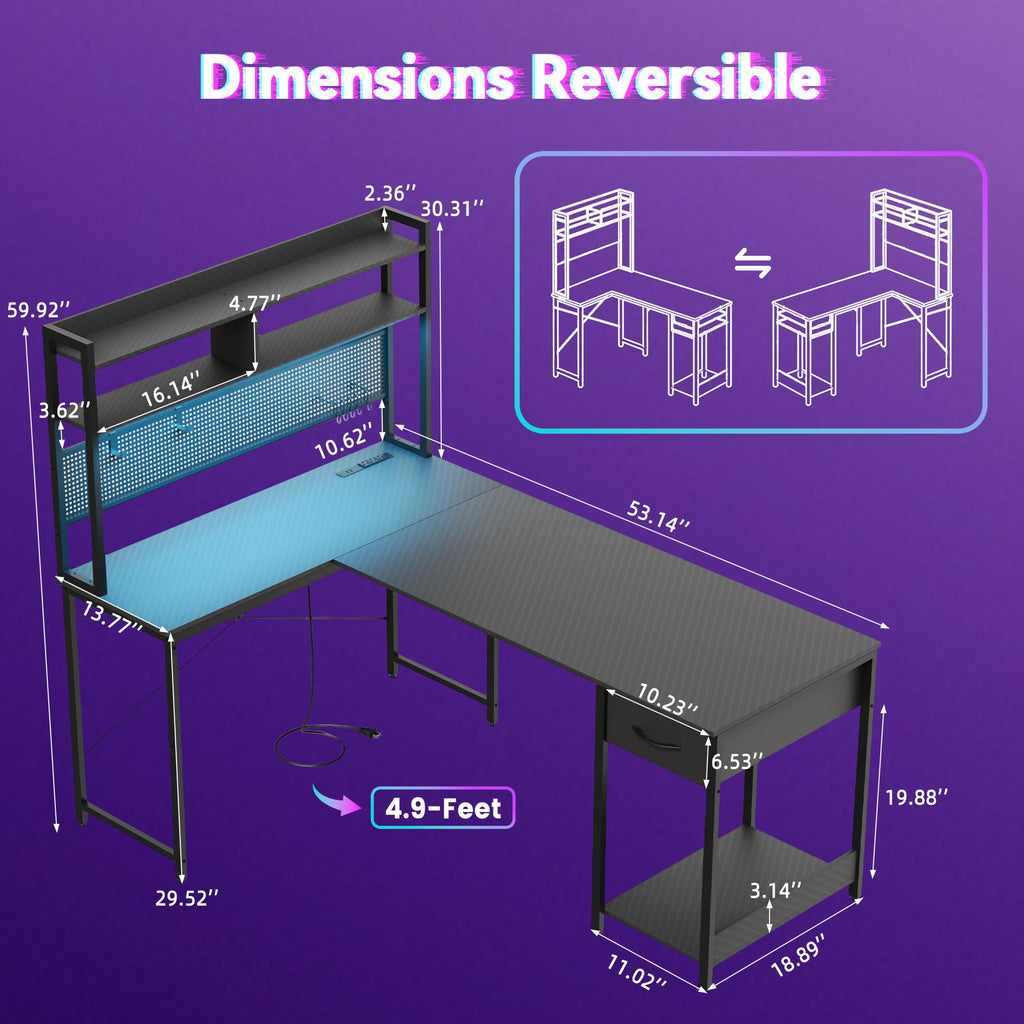 L Shaped Gaming Desk with Hutch I986551