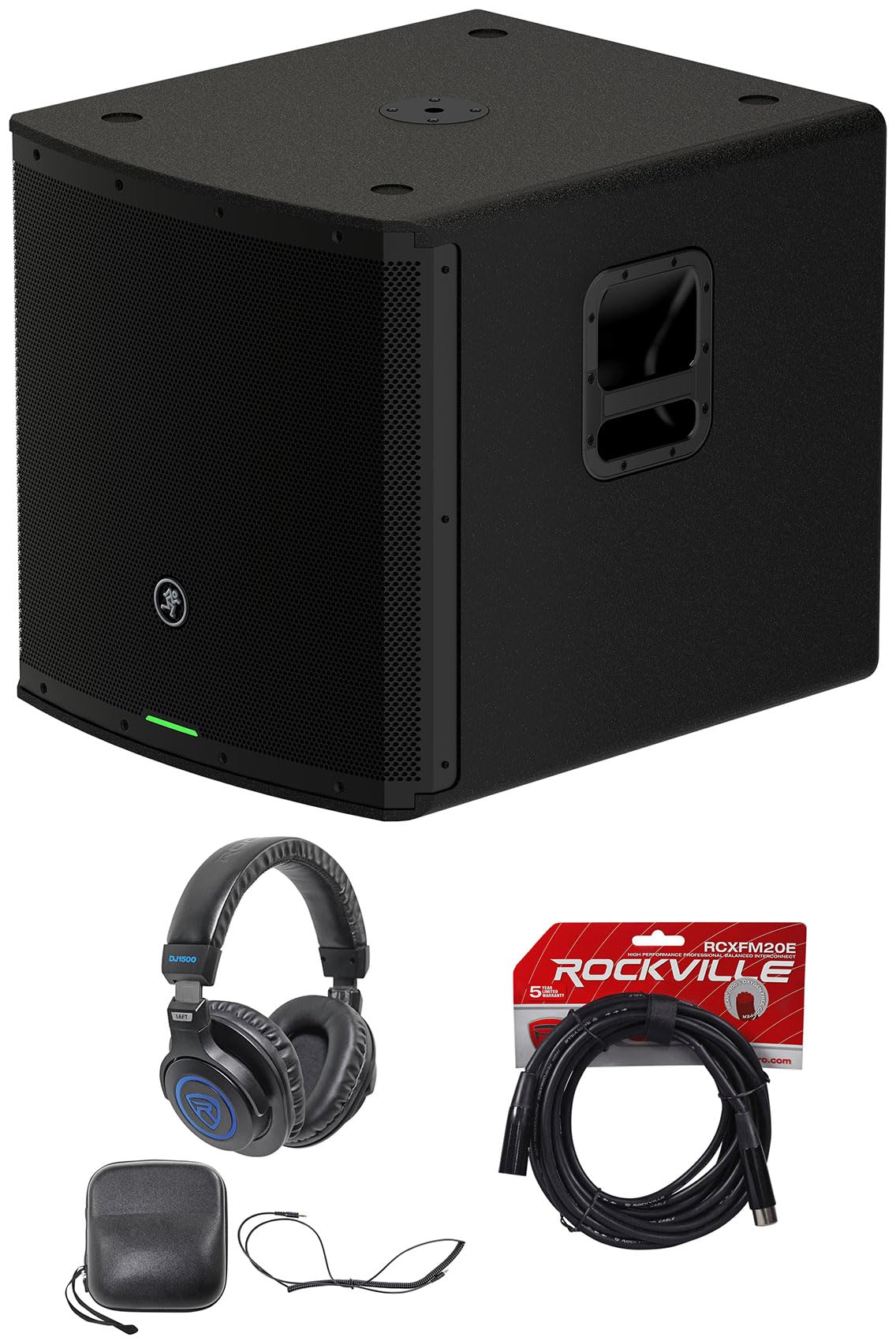 18 1600W Powered Subwoofer with Mic Cable and Headphones P874