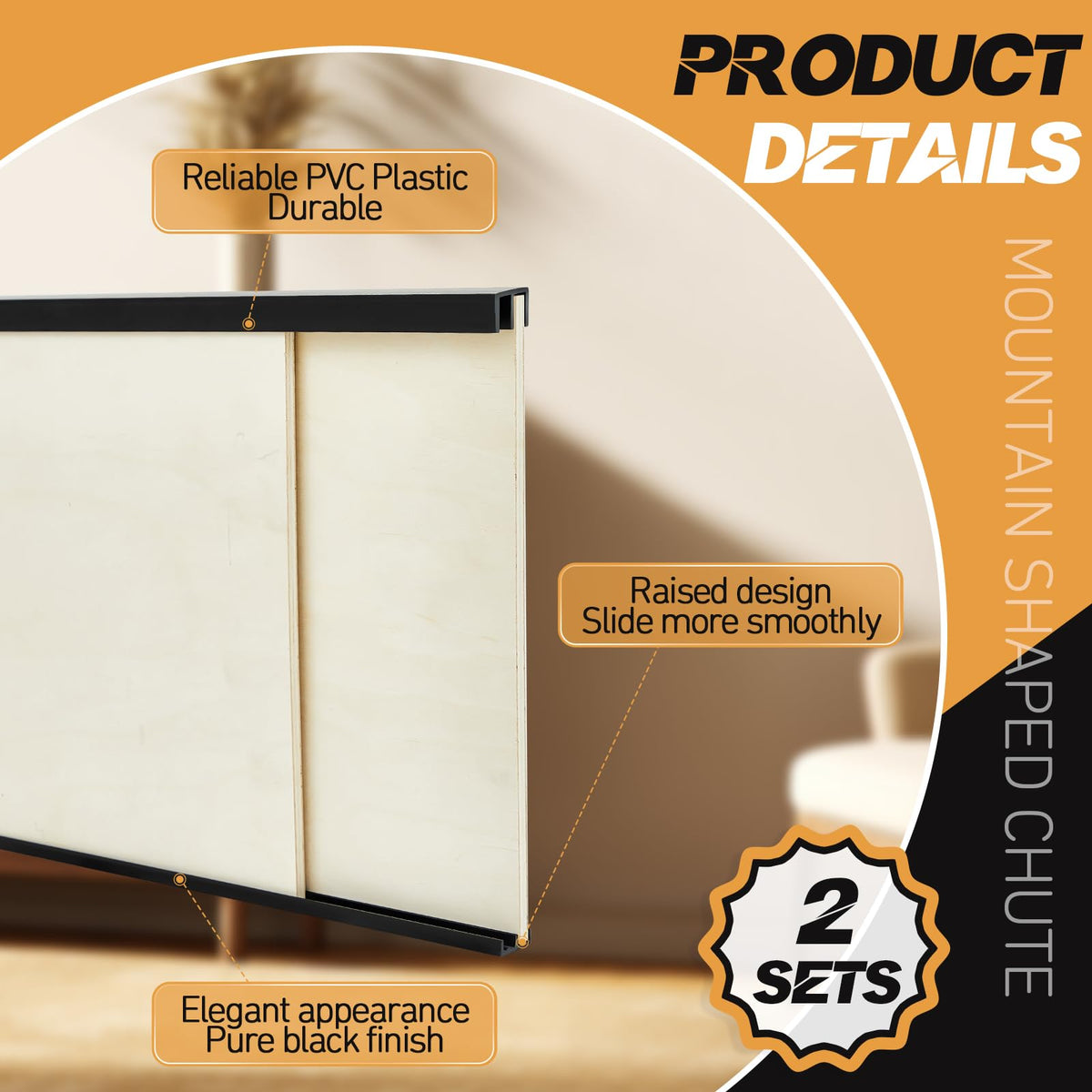 2 Sets Plastic Sliding Door Track Set T55263