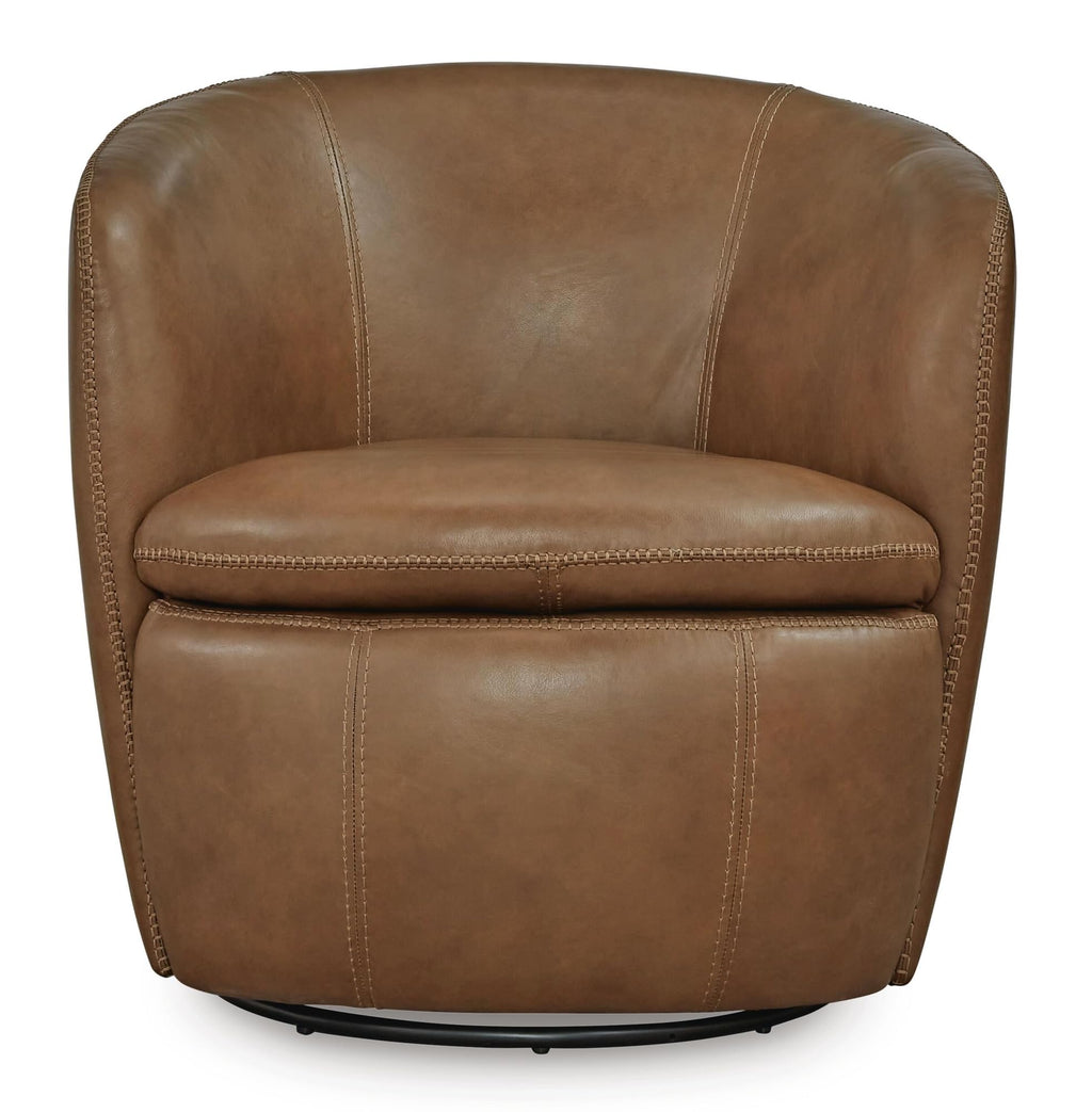 Top Grain Leather Swivel Barrel Chair Z910