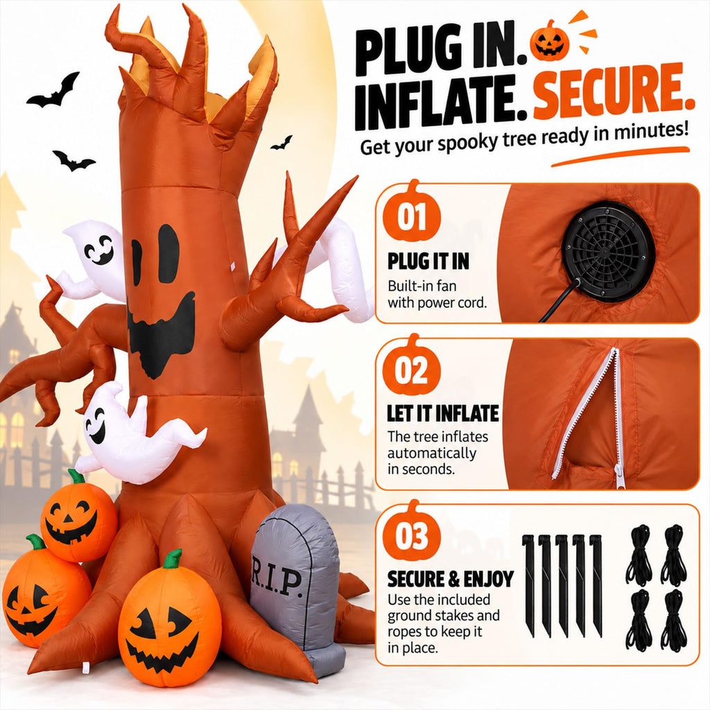 8FT Halloween Inflatable Ghost Tree Decoration B237