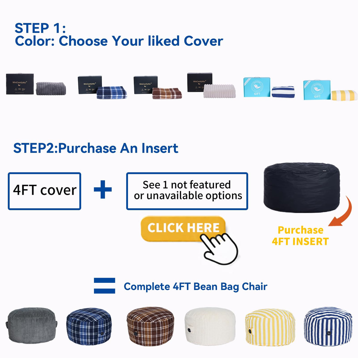 4FT Oversized Waterproof Memory Foam Bean Bag Chair F82625