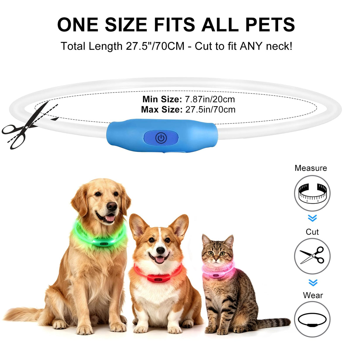 2-Pack Rechargeable LED Dog Collar T832