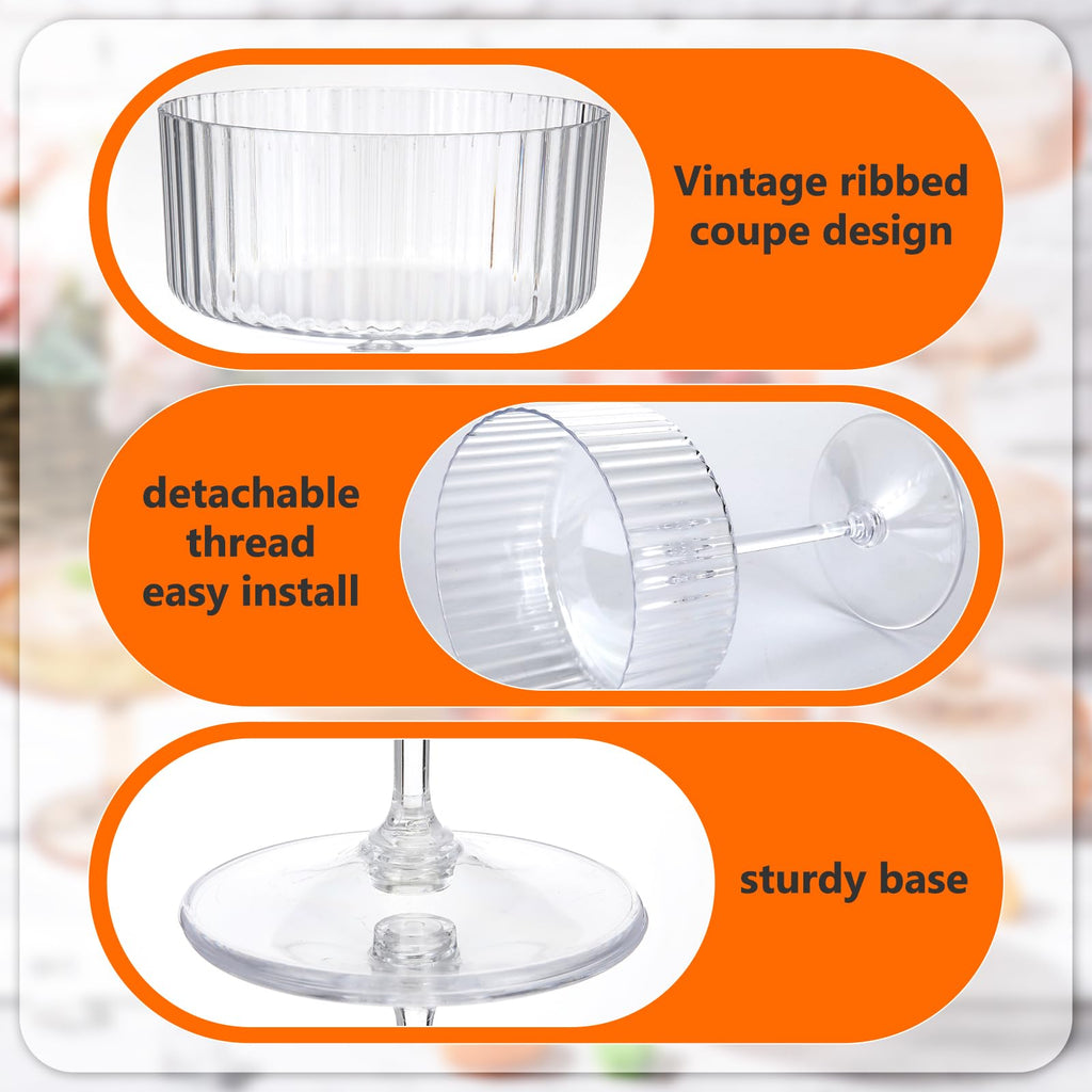 6 Pcs 10 oz Clear Plastic Martini Glasses Q284734