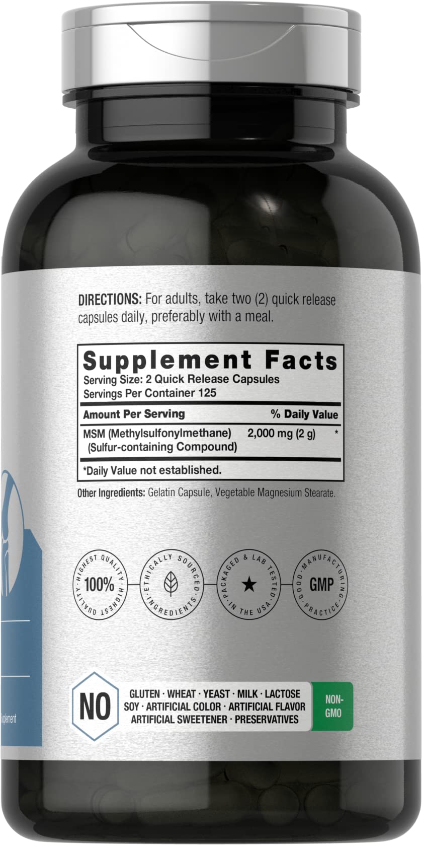 MSM Methylsulfonylmethane 2000mg 250 Capsules J4186