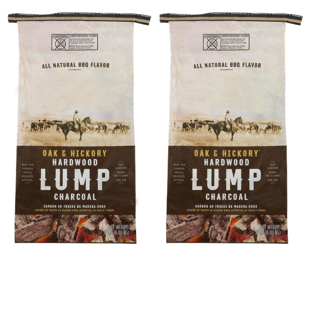 Oak & Hickory Hardwood Lump Charcoal 2 Pack 15 Lbs M619