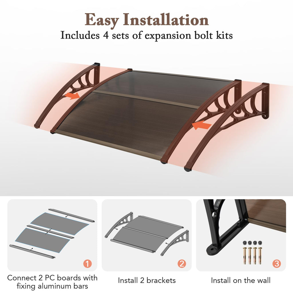 46" x 38" Polycarbonate Door Awning Canopy W425614