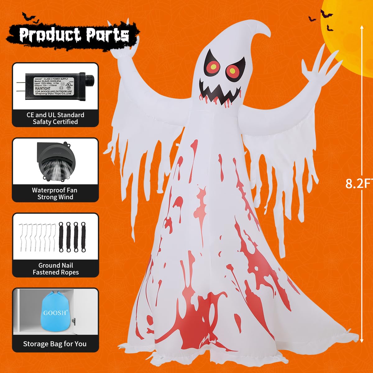 8.2 FT Inflatable Ghost with LED Lights H705