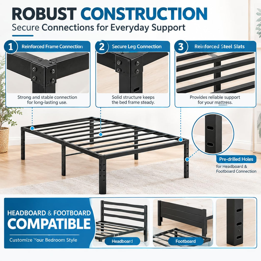 Queen Size Metal Platform Bed Frame U6795