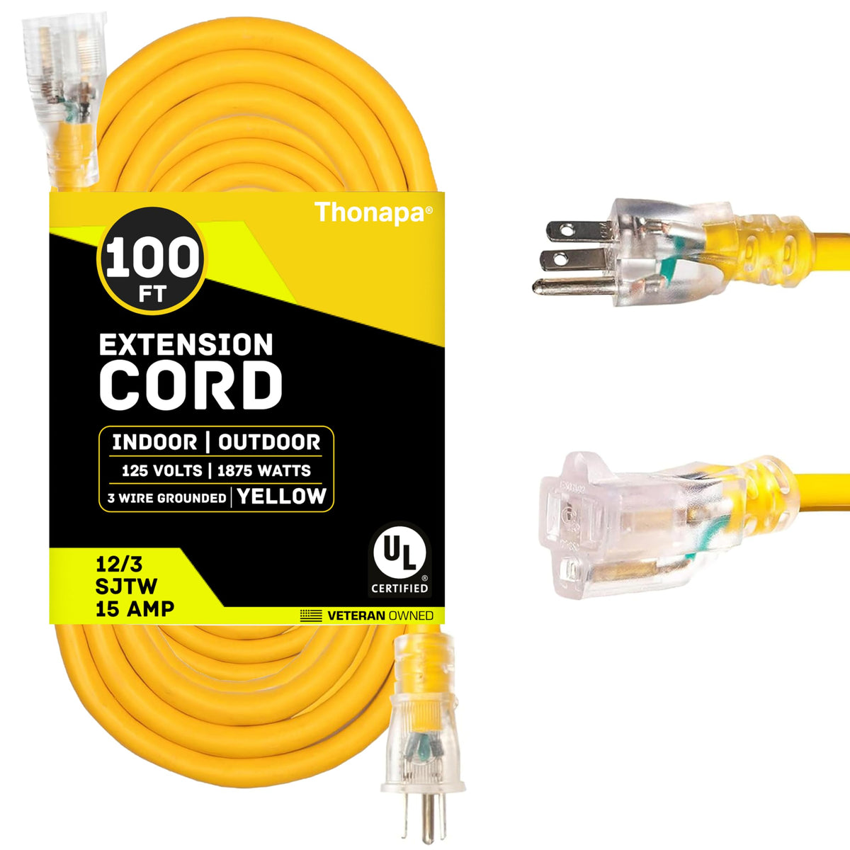 100 Foot Heavy Duty Yellow Extension Cord R117