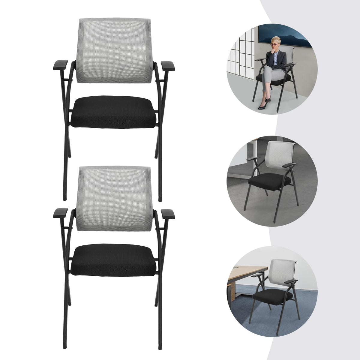 2 Pack Grey Mesh Office Chair with Arms N9163