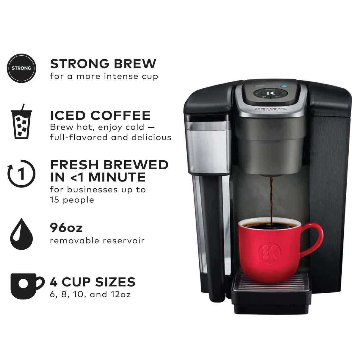 Single Serve Coffee Maker, 96 oz Water Reservoir, Black F9755