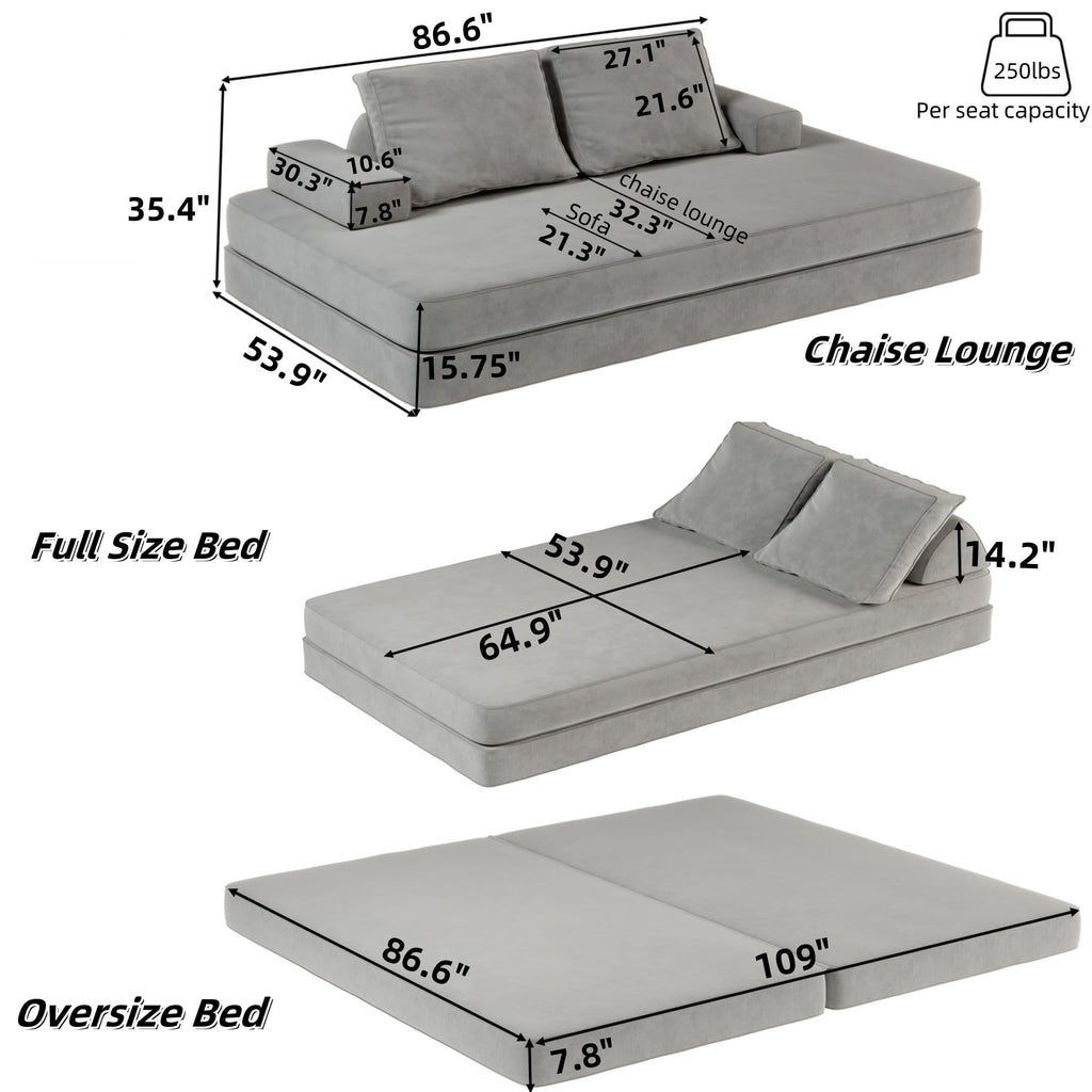Light Gray Convertible Sofa Bed A411644