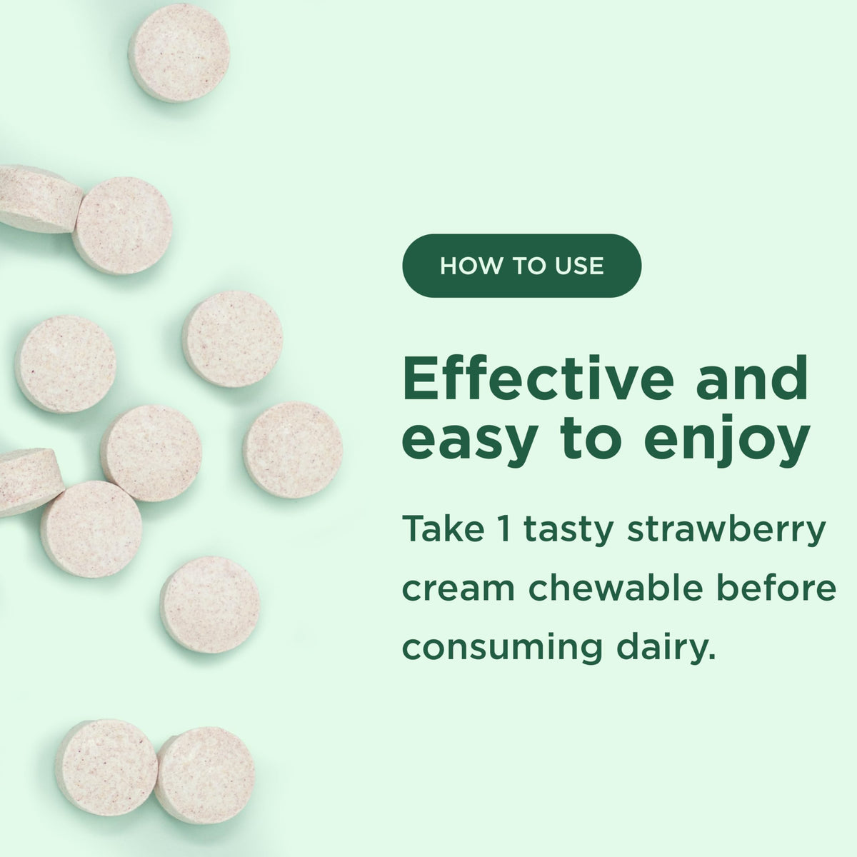Strawberry Cream Flavor Lactase Enzyme 9000 FCC Chewables 30ct V314422