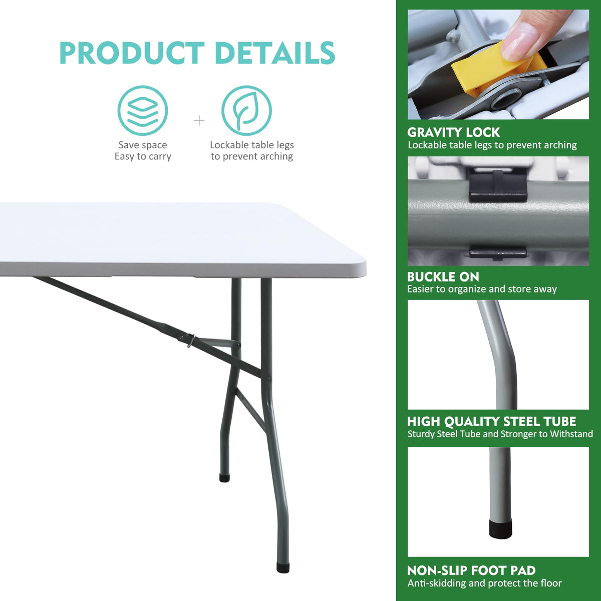 White 6FT Foldable Plastic Table V2254
