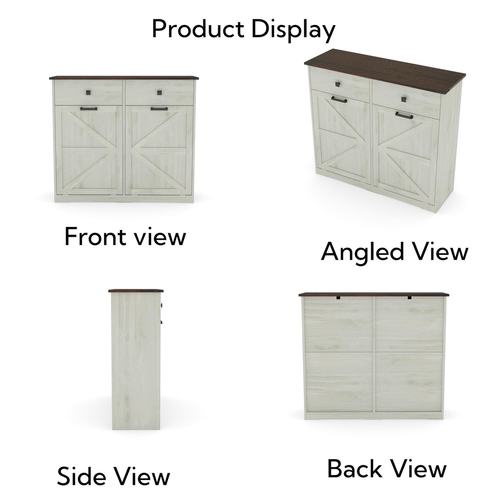 Antique White Double Tilt Out Trash Cabinet with 2 Drawers E97088