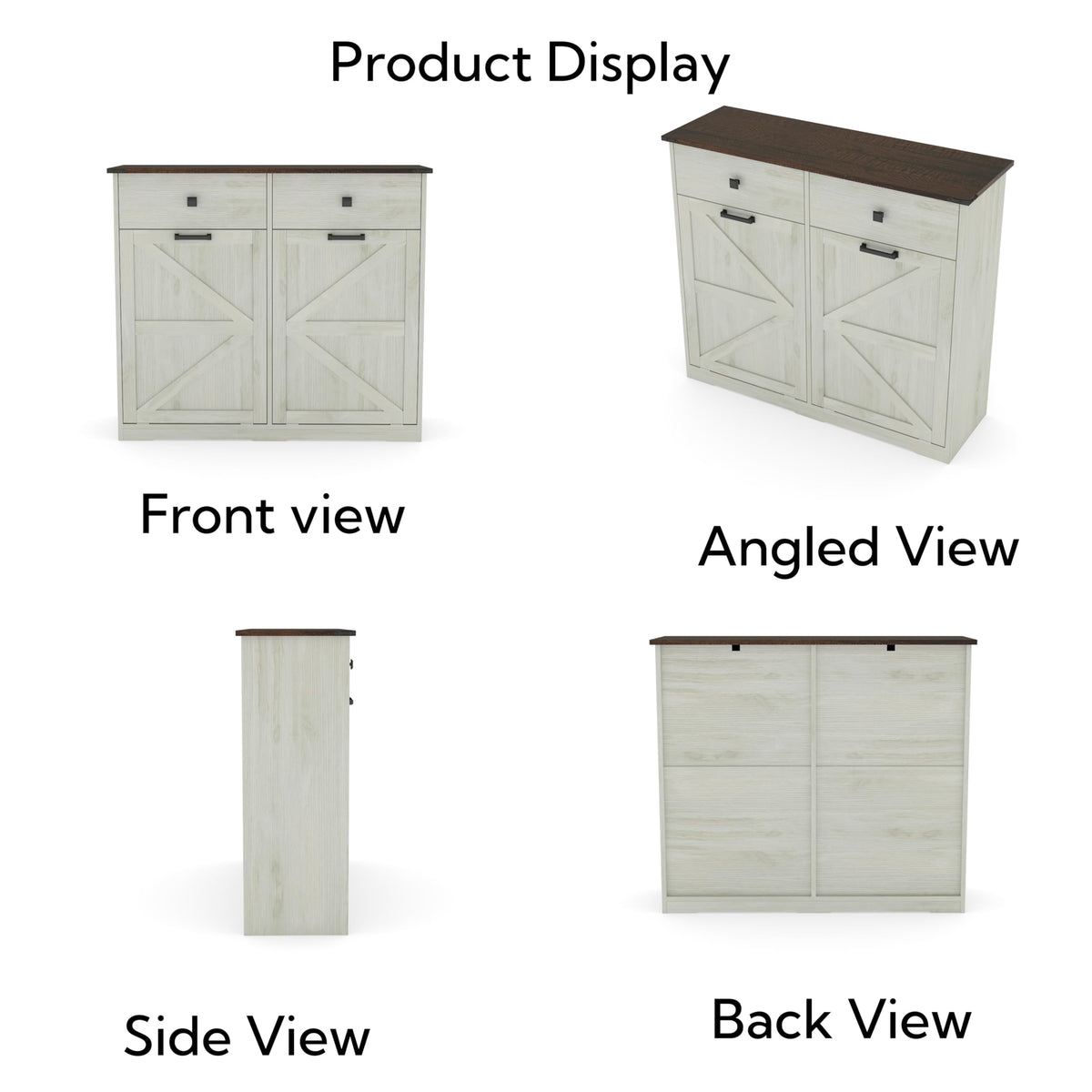 Antique White Double Tilt Out Trash Cabinet with 2 Drawers E97088