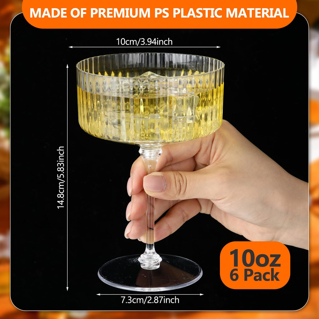 6 Pcs 10 oz Clear Plastic Martini Glasses Q284734