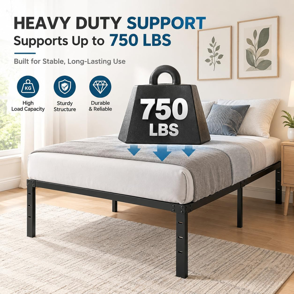 Queen Size Metal Platform Bed Frame U6795