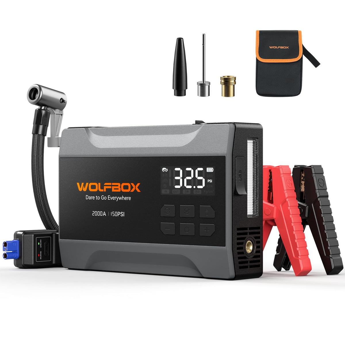 2000A Portable 12V Jump Starter with Air Compressor I8400