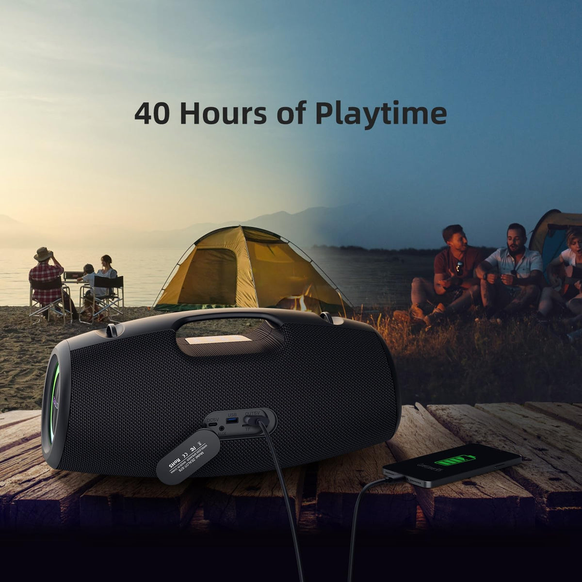 Black 120W Portable Waterproof Bluetooth Speaker C528004