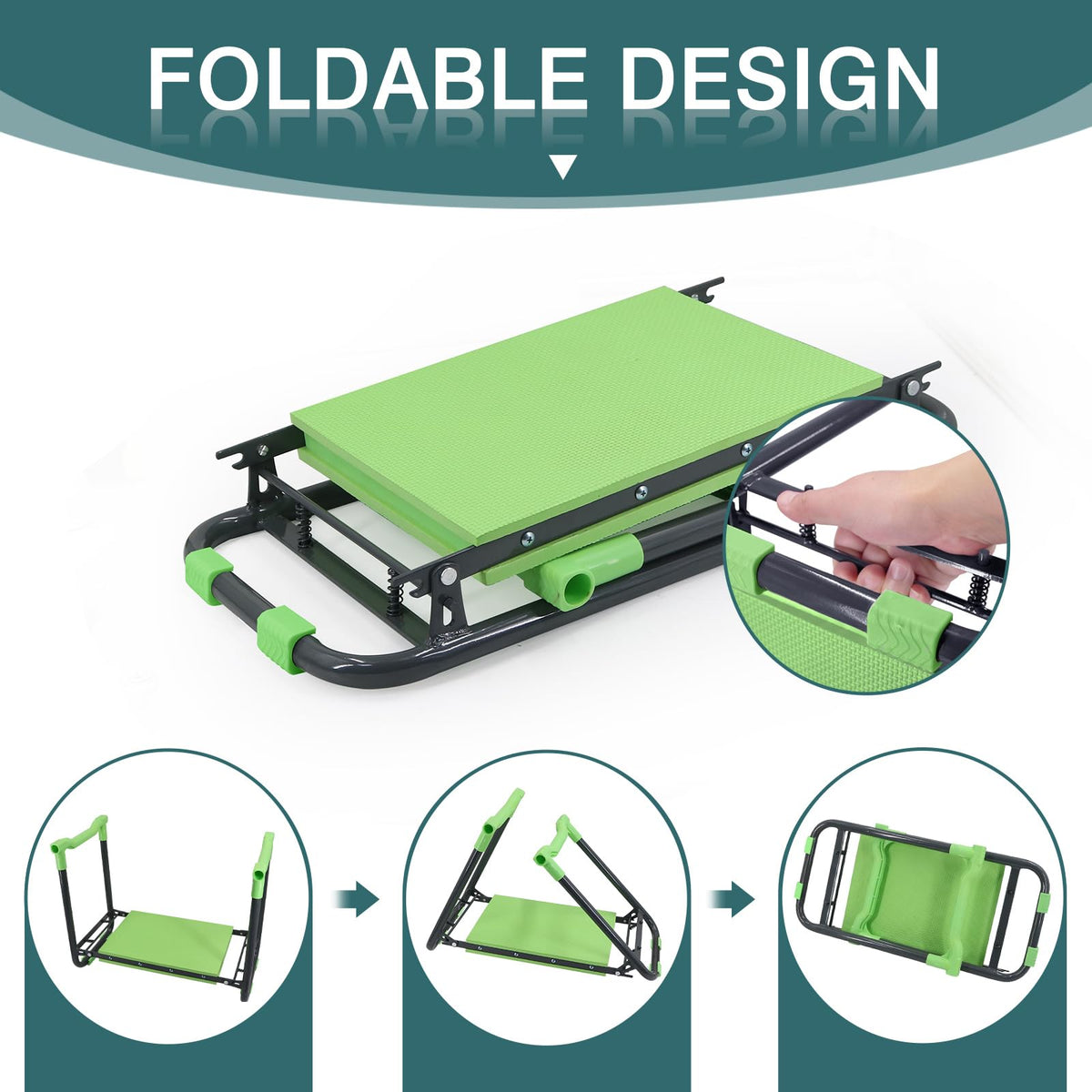 Foldable Garden Kneeler and Seat with Tool Storage Pouch M55212