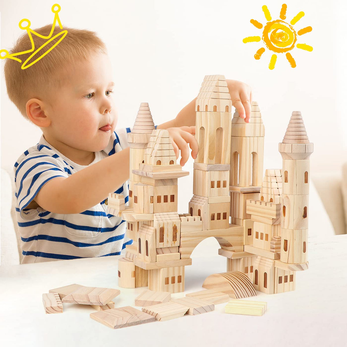 75 Pieces Wooden Castle Building Blocks B381